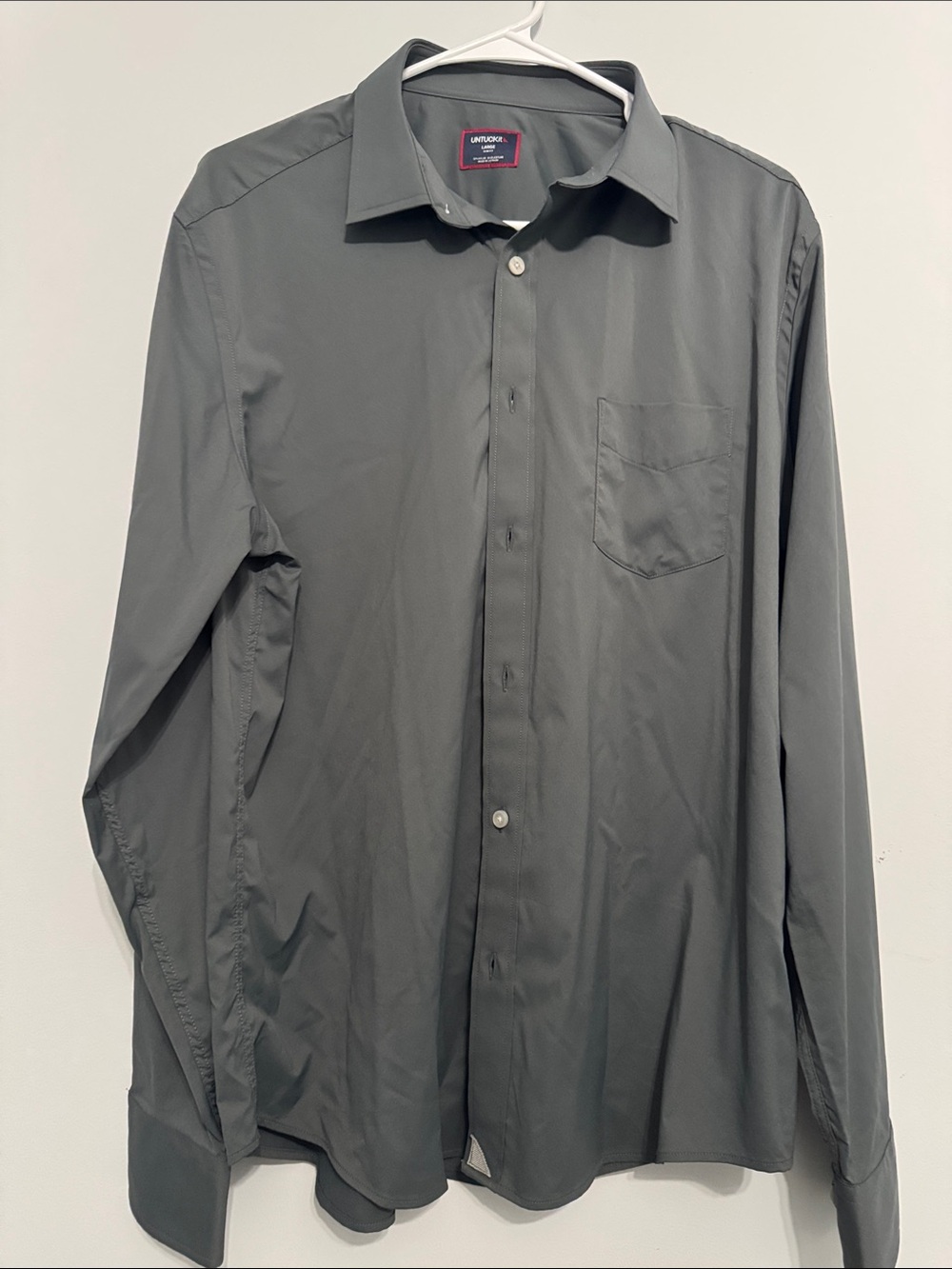 UNTUCKit Men's Slate Gray Long-Sleeve Dress Shirt